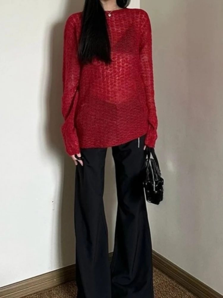 Y2K เสื้อยืดผู้หญิงถักแบบซีทรู - Embroidery Origin บทวิจารณ์และราคา