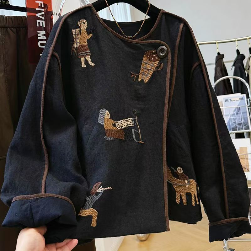 เสื้อแจ็คเก็ตปักลายหนา คอกลม แ - Embroidery Origin บทวิจารณ์และราคา