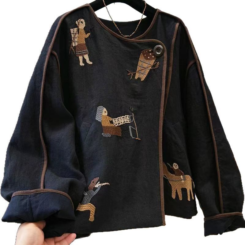 เสื้อแจ็คเก็ตปักลายหนา คอกลม แ - Embroidery Origin บทวิจารณ์และราคา