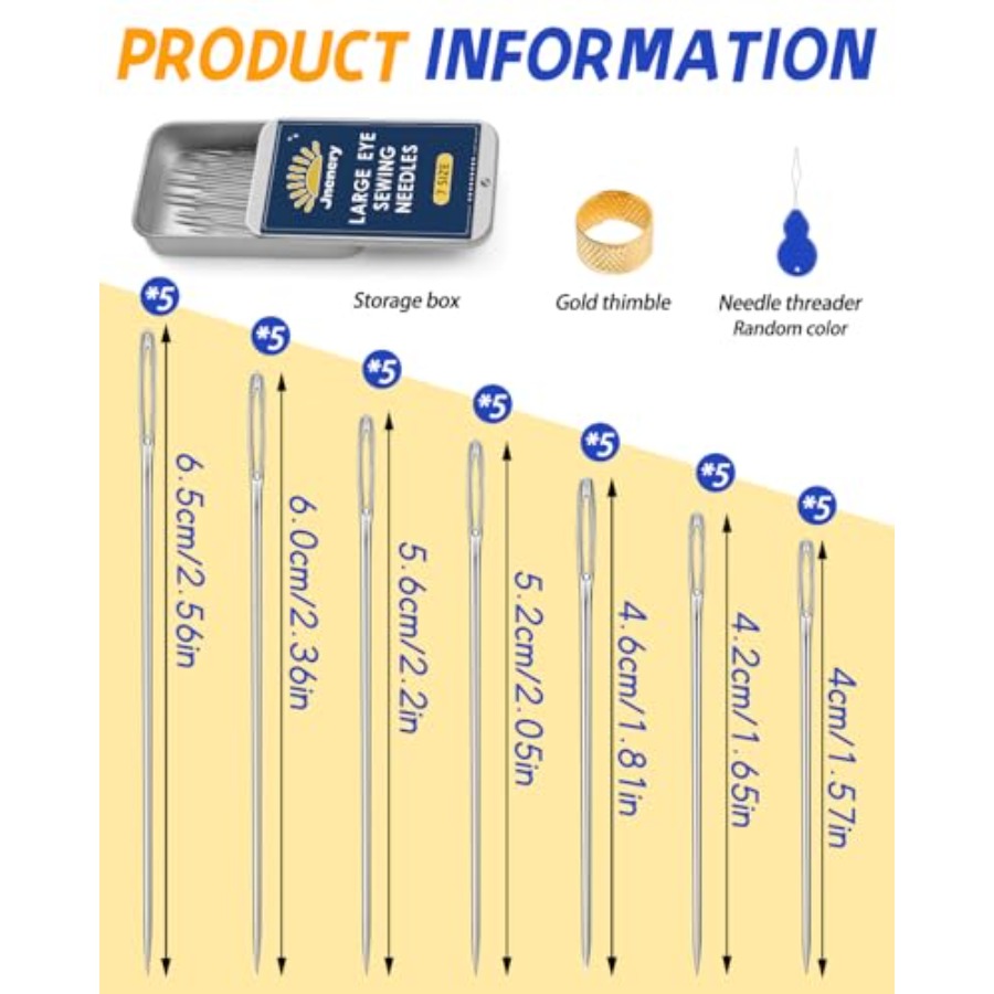 เข็มเย็บผ้าขนาดใหญ่ 7 ขนาด เข็ - Embroidery Needle บทวิจารณ์และราคา